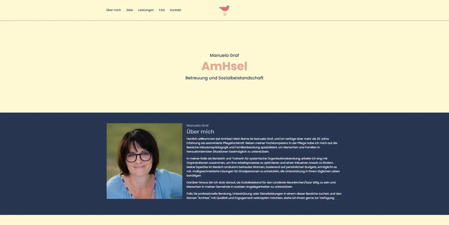 Screenshot der Website von AmHsel