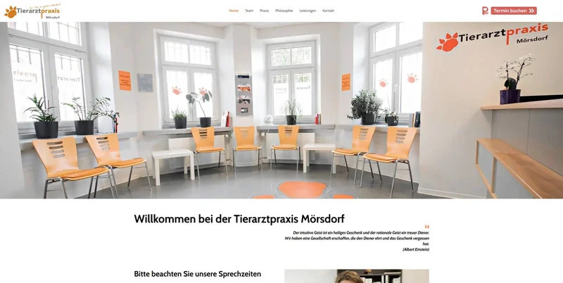 Screenshot der Website von Tierarztpraxis Mörsdorf
