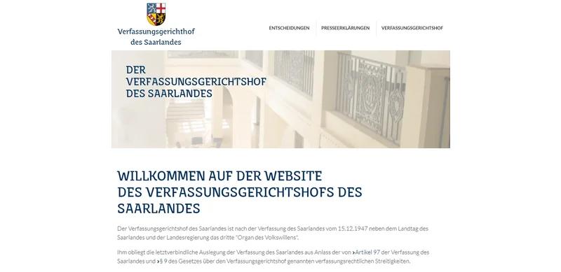 Screenshot der Website von Verfassungsgerichtshof des Saarlandes