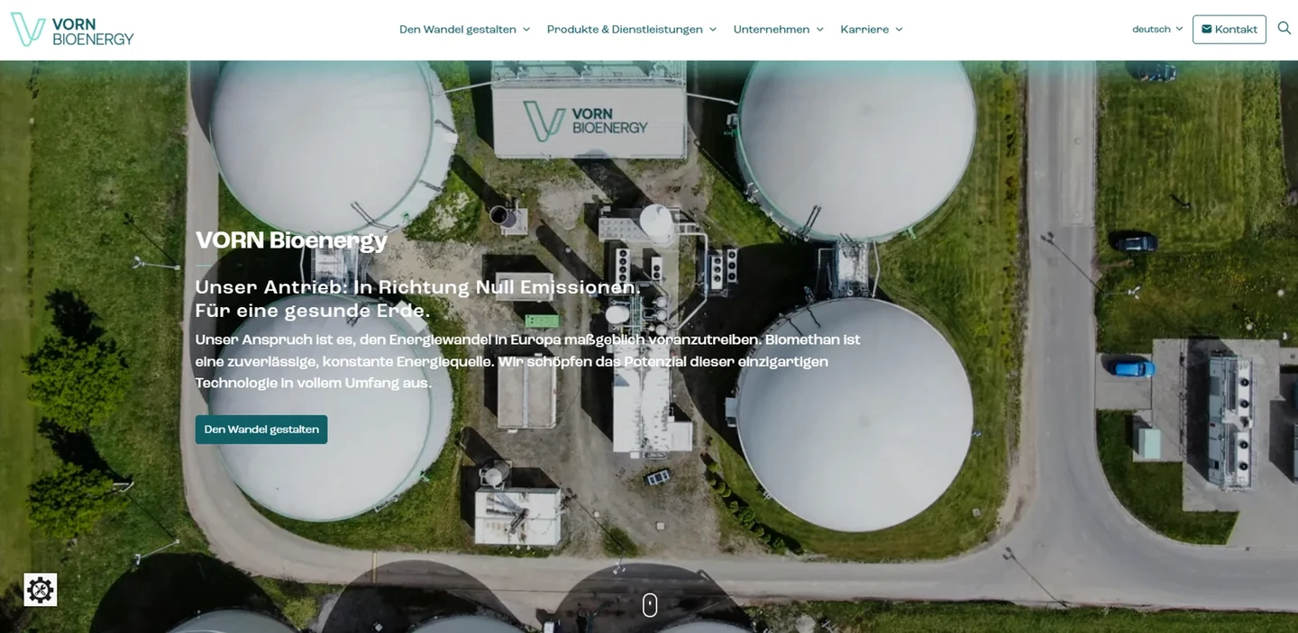 Screenshot der Website von VORN Bioenergy