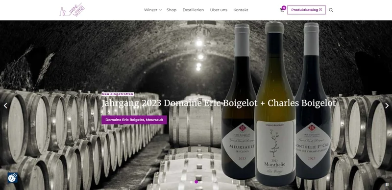 Screenshot der Website von Weine Wuttke
